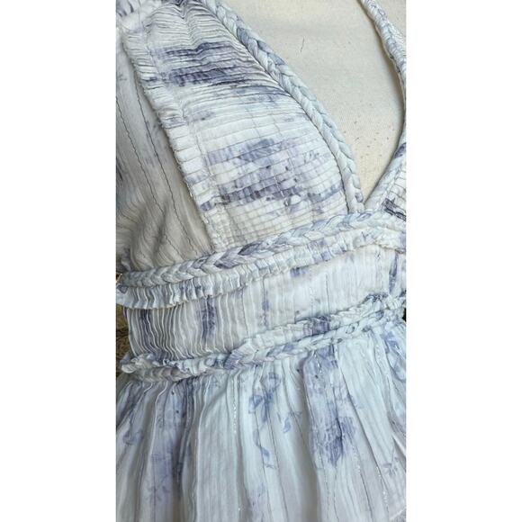 LoveShackFancy NWT Briar Blue Metallic Floral Halter Maxi Dress size 4 - Picture 6 of 16